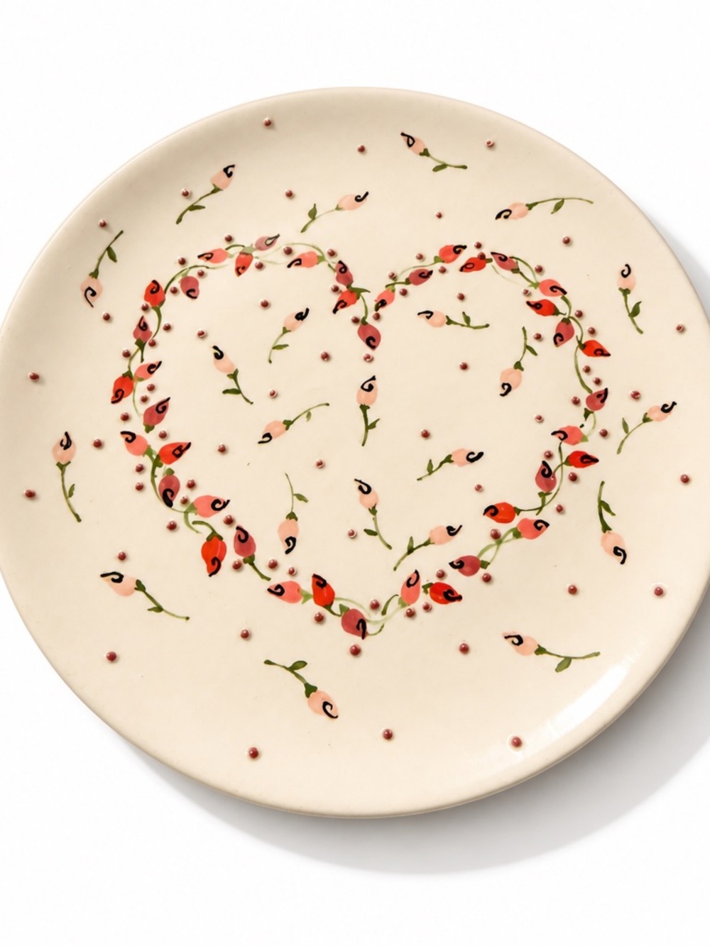 8"  Floral Heart Ceramic Decorative Plate with Raised Accents Ret $80